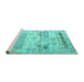 Sideview of Machine Washable Persian Turquoise Traditional Area Rugs, wshtr1457turq