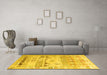 Machine Washable Persian Yellow Traditional Rug in a Living Room, wshtr1457yw