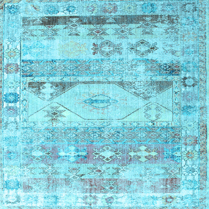 Square Machine Washable Persian Light Blue Traditional Rug, wshtr1457lblu
