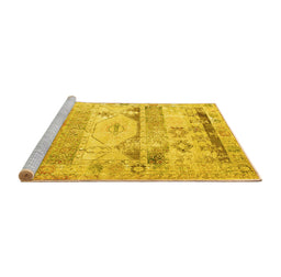 Sideview of Machine Washable Persian Yellow Traditional Rug, wshtr1457yw