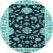 Round Persian Light Blue Traditional Rug, tr1458lblu