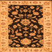 Round Machine Washable Persian Orange Traditional Area Rugs, wshtr1458org