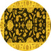 Round Machine Washable Persian Yellow Traditional Rug, wshtr1458yw