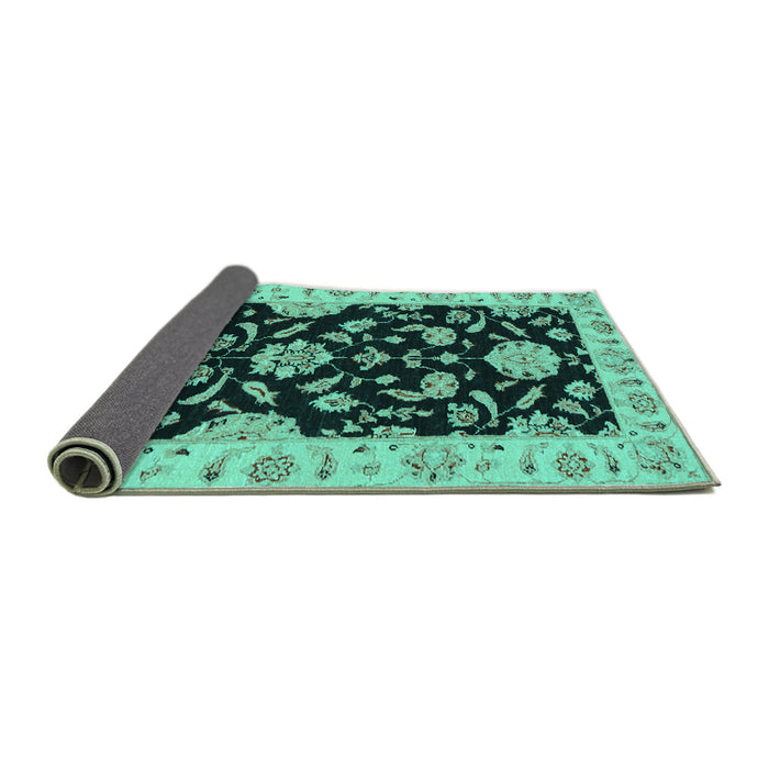 Sideview of Persian Turquoise Traditional Rug, tr1458turq