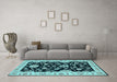 Machine Washable Persian Light Blue Traditional Rug in a Living Room, wshtr1458lblu