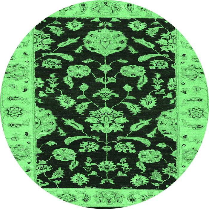 Round Persian Emerald Green Traditional Rug, tr1458emgrn