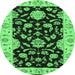 Round Persian Emerald Green Traditional Rug, tr1458emgrn