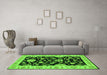 Machine Washable Persian Green Traditional Area Rugs in a Living Room,, wshtr1458grn