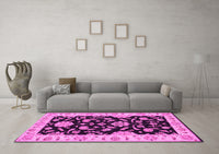 Machine Washable Persian Pink Traditional Rug, wshtr1458pnk