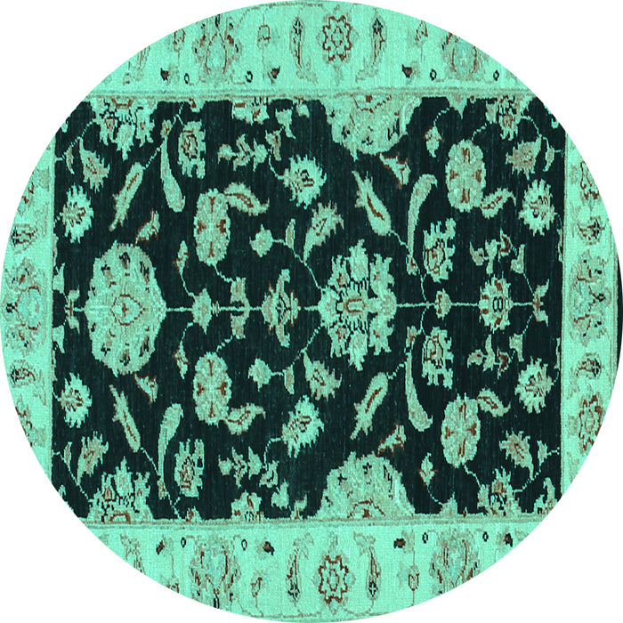 Round Persian Turquoise Traditional Rug, tr1458turq