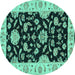Round Persian Turquoise Traditional Rug, tr1458turq