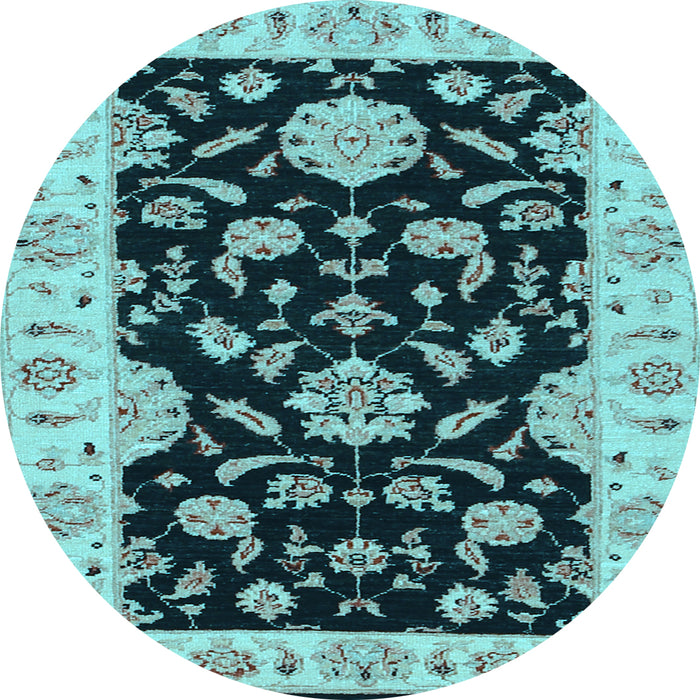 Round Machine Washable Persian Light Blue Traditional Rug, wshtr1458lblu
