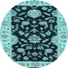 Round Machine Washable Persian Light Blue Traditional Rug, wshtr1458lblu