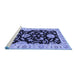 Sideview of Machine Washable Persian Blue Traditional Rug, wshtr1458blu