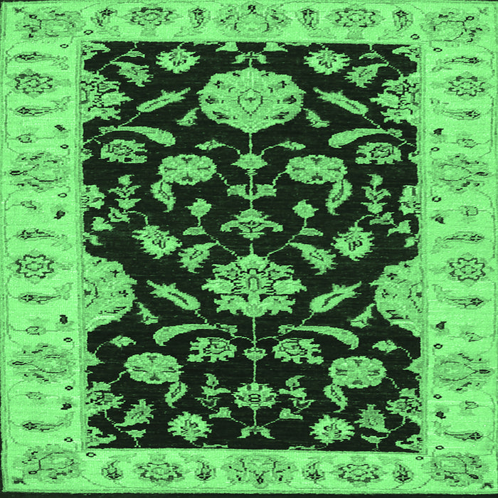 Square Persian Emerald Green Traditional Rug, tr1458emgrn