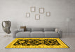 Machine Washable Persian Yellow Traditional Rug in a Living Room, wshtr1458yw