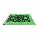 Sideview of Machine Washable Persian Emerald Green Traditional Area Rugs, wshtr1458emgrn