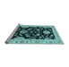 Sideview of Machine Washable Persian Light Blue Traditional Rug, wshtr1458lblu