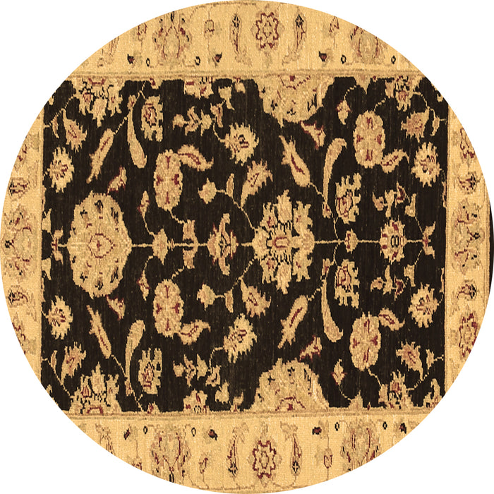 Round Persian Brown Traditional Rug, tr1458brn