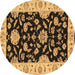 Round Persian Brown Traditional Rug, tr1458brn