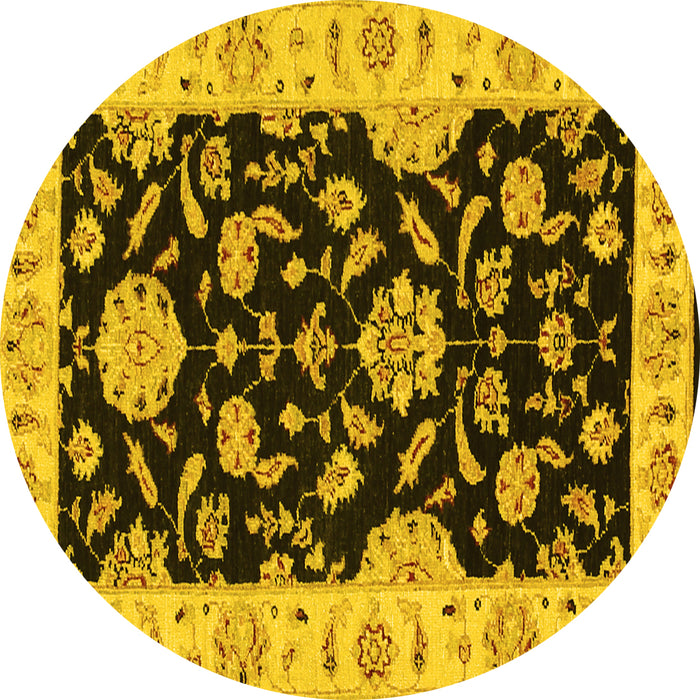 Round Persian Yellow Traditional Rug, tr1458yw