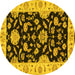 Round Persian Yellow Traditional Rug, tr1458yw