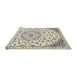 Sideview of Machine Washable Traditional Khaki Green Rug, wshtr1459