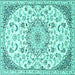 Square Machine Washable Persian Turquoise Traditional Area Rugs, wshtr1459turq