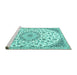 Sideview of Machine Washable Persian Turquoise Traditional Area Rugs, wshtr1459turq