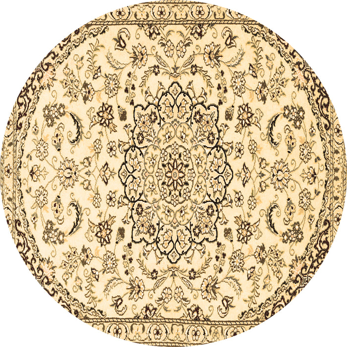 Round Persian Brown Traditional Rug, tr1459brn