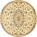 Round Persian Brown Traditional Rug, tr1459brn