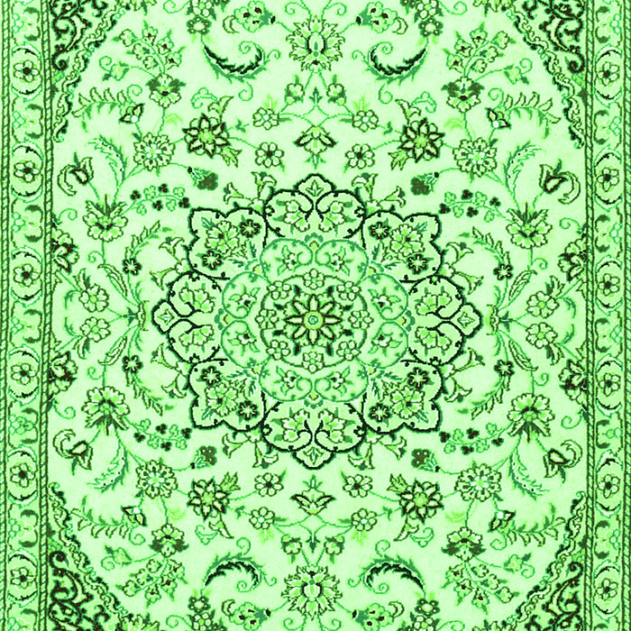 Serging Thickness of Machine Washable Persian Green Traditional Area Rugs, wshtr1459grn