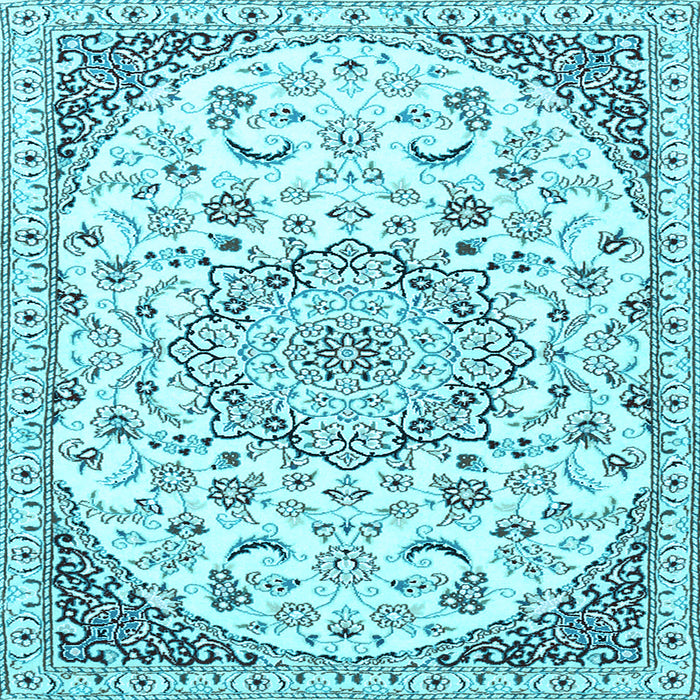 Square Machine Washable Persian Light Blue Traditional Rug, wshtr1459lblu