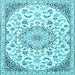 Square Machine Washable Persian Light Blue Traditional Rug, wshtr1459lblu