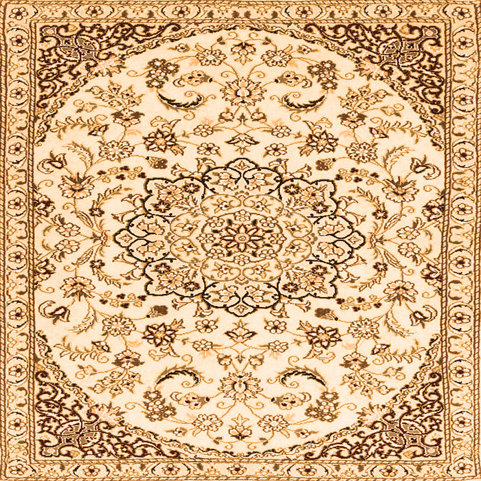 Round Machine Washable Persian Orange Traditional Area Rugs, wshtr1459org