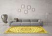 Machine Washable Persian Yellow Traditional Rug in a Living Room, wshtr1459yw