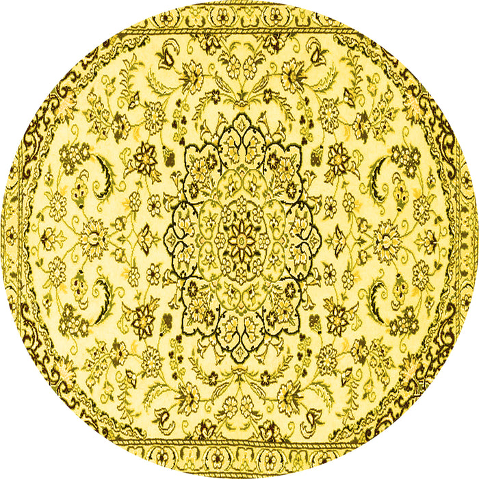 Round Persian Yellow Traditional Rug, tr1459yw