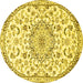 Round Persian Yellow Traditional Rug, tr1459yw