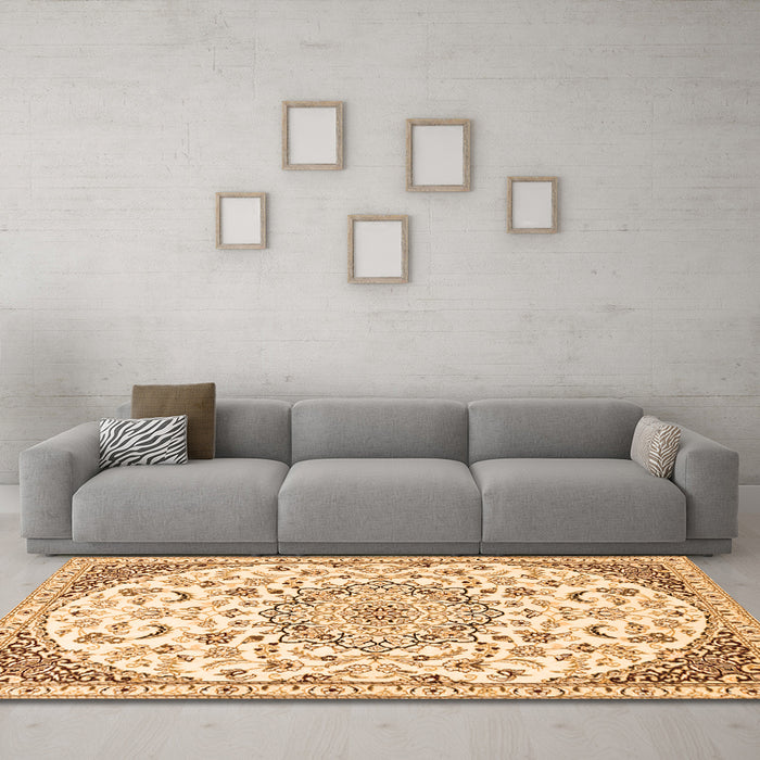Machine Washable Persian Orange Traditional Area Rugs in a Living Room, wshtr1459org