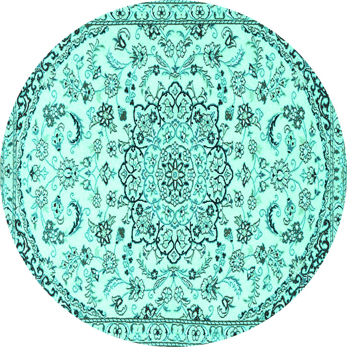 Round Persian Turquoise Traditional Rug, tr1459turq