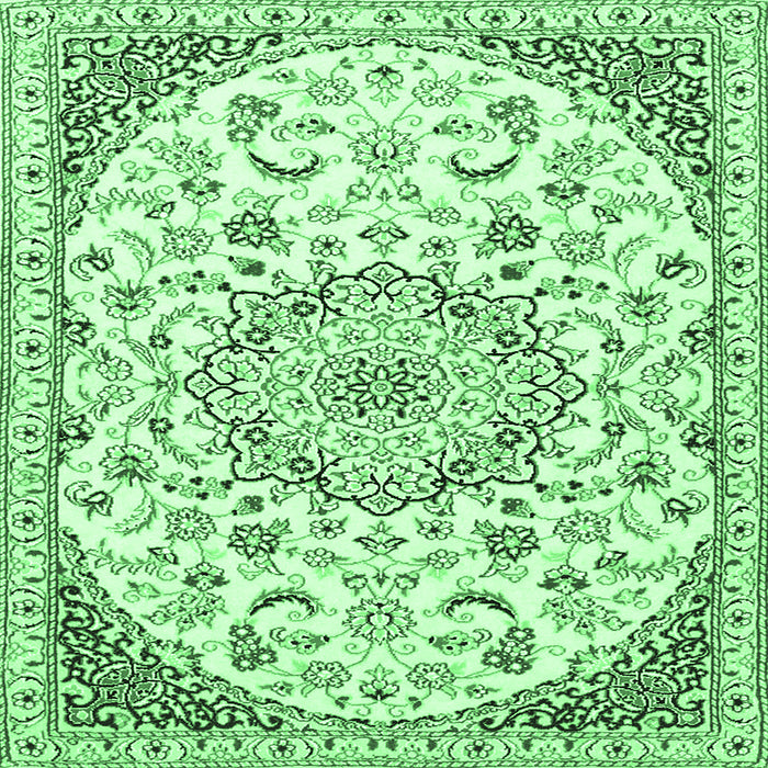 Square Machine Washable Persian Emerald Green Traditional Area Rugs, wshtr1459emgrn