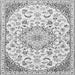 Round Machine Washable Persian Gray Traditional Rug, wshtr1459gry