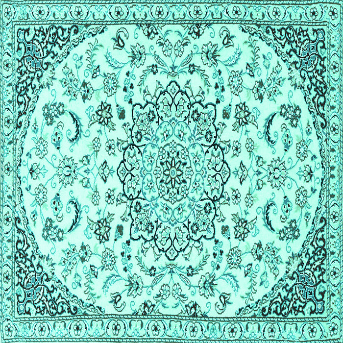Square Persian Turquoise Traditional Rug, tr1459turq