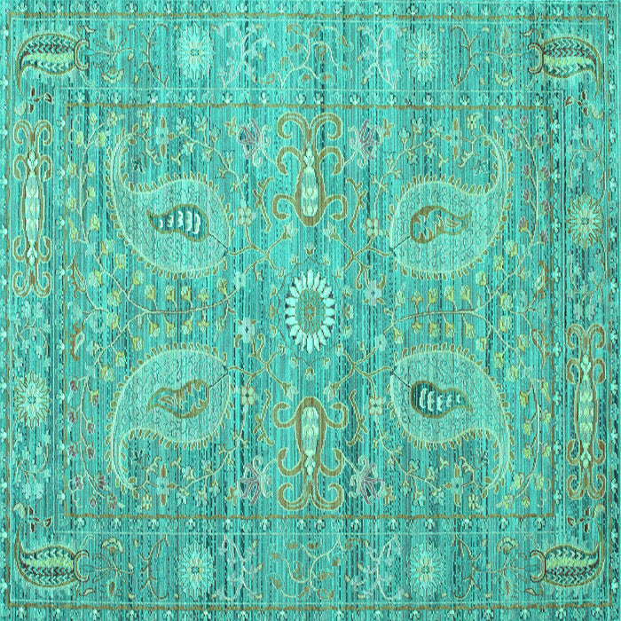 Square Machine Washable Persian Turquoise Traditional Area Rugs, wshtr145turq