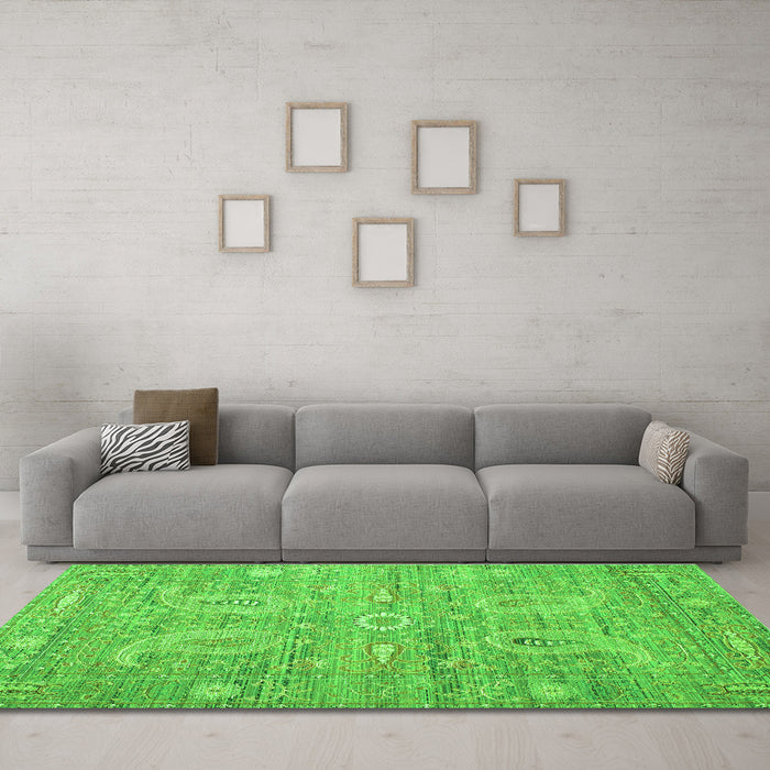 Machine Washable Persian Green Traditional Area Rugs in a Living Room,, wshtr145grn