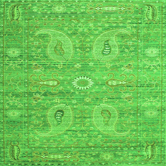 Round Machine Washable Persian Green Traditional Area Rugs, wshtr145grn