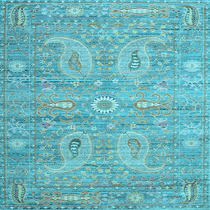 Square Machine Washable Persian Light Blue Traditional Rug, wshtr145lblu