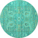 Round Persian Turquoise Traditional Rug, tr145turq