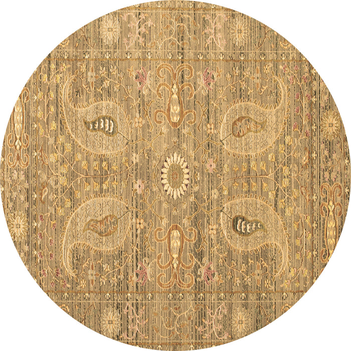 Round Persian Brown Traditional Rug, tr145brn