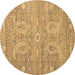Round Persian Brown Traditional Rug, tr145brn